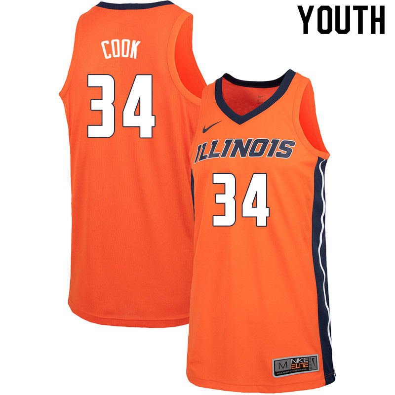 Youth #34 Brian Cook Illinois Fighting Illini College Basketball Jerseys Sale-Orange